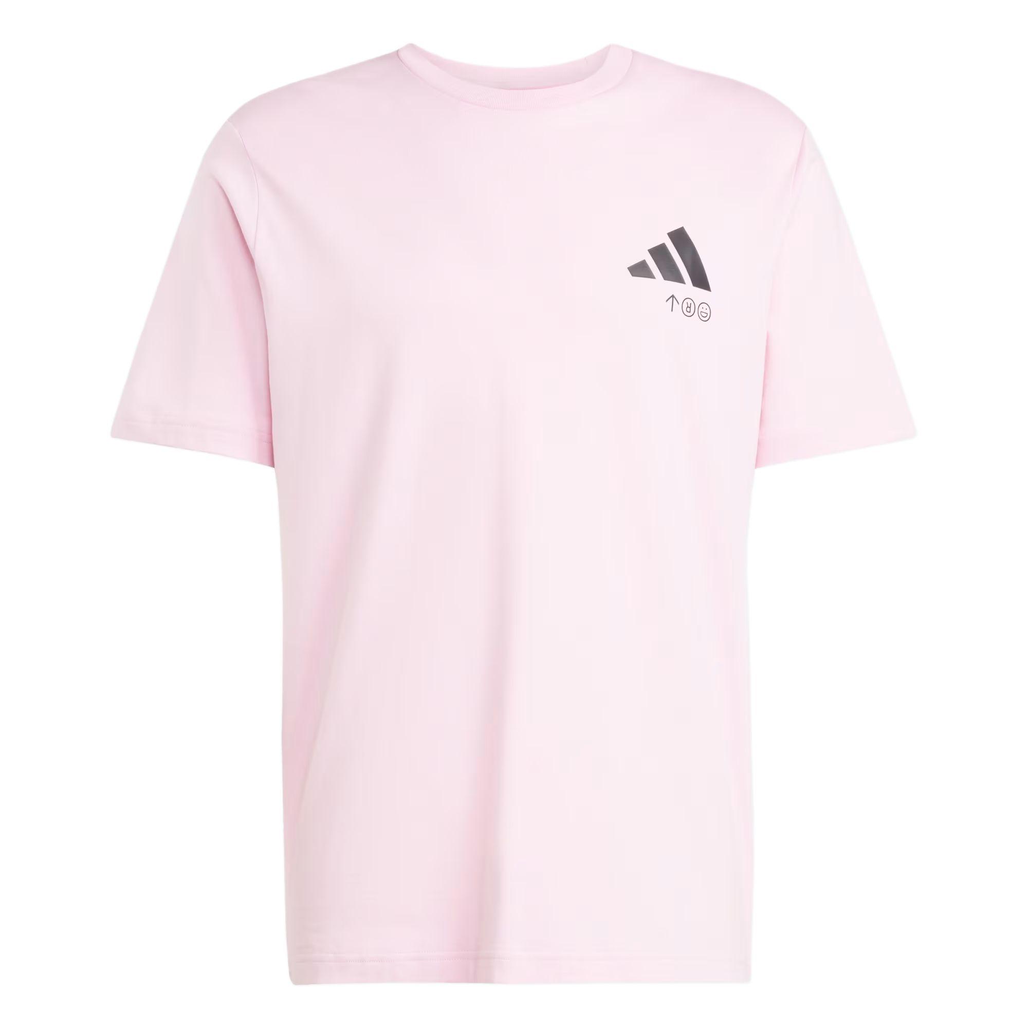 

Adidas Lounge Verbiage Спортивная одежда Друзья Спорта Графическая Мягкая Удобная Футболка с Круглым Вырезом и Коротким Рукавом Мужская Футболка Чисто-Розовая JJ3985 XL