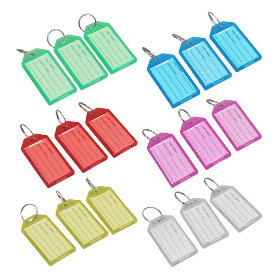 50Pcs Key Tags Bright Colors Plastic Waterproof Writable Hotel Key Organizer with Detachable Metal Rings Crack-resistant Key Labels Hotel Office Key