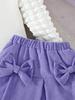 Girls' Bubble Sleeve Top & Bow Skirt 2Pcs Outfit
