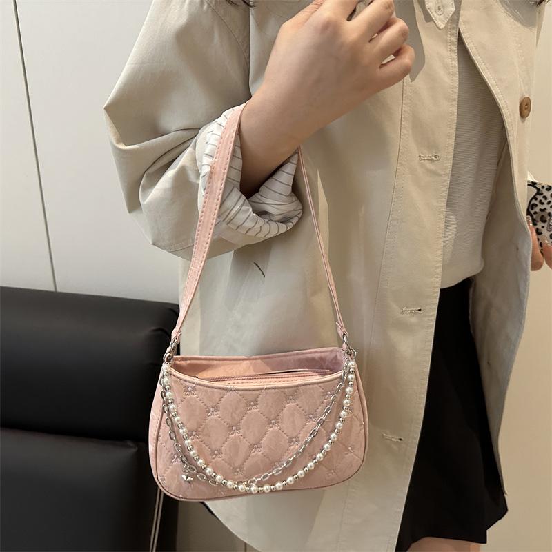 Women S High End Diamond Quilted Crescent Underarm Bag Versatile Small Shoulder Crossbody Handbag