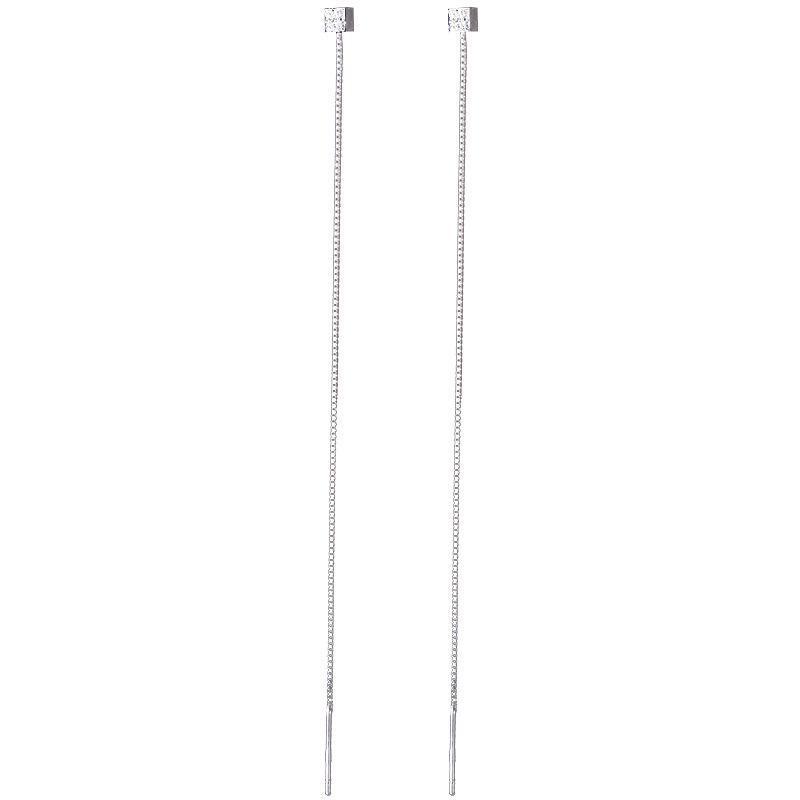 Banyan Tree S925 Silver Long Earrings for Women - Square Design, 2022 Fashion for Round Faces