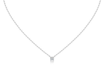 [lady Like] Silver Single CZ Necklace, Smart, Slimming, Fresh, Beautiful Look, 40cm (ERP)