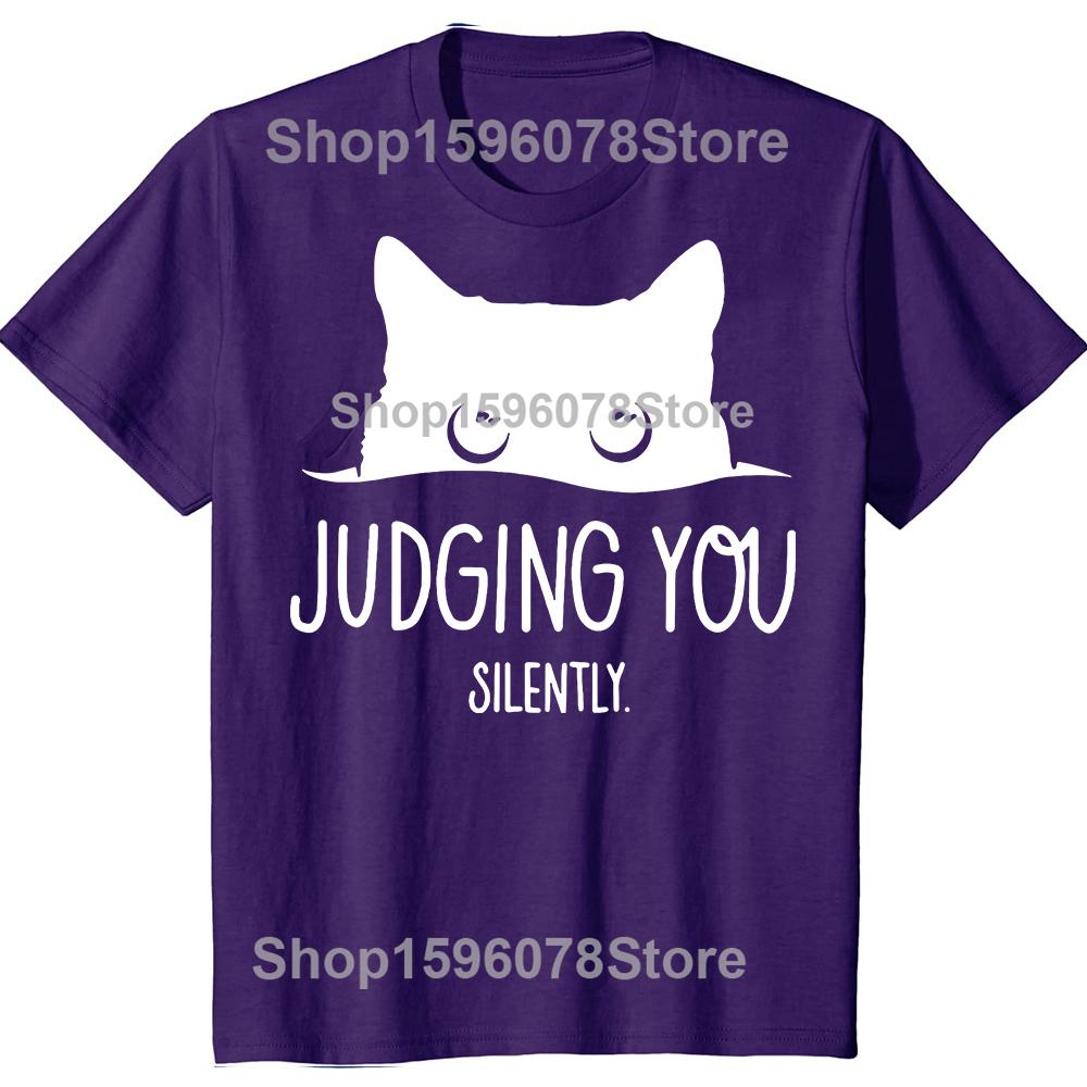 

Funny Cat Judging You Silently 100% Cotton T-shirts Men Women s Fashion Casual Tshirt Loose Oversized Streetwear T Shirt 4XL
