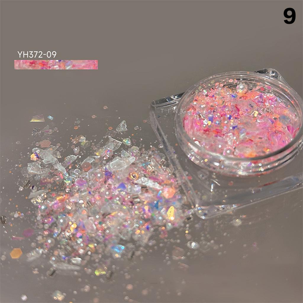 1Box Nail Glitter Powder Silver Glitter Iridescent Flakes Sequins Super Shining Paillette Pigment Dust For Nails Decoration