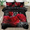 Floral Theme Down Comforter Set - 2/3pcs, Soft Comfortable Breathable, Rose Pattern Printed Bedding Set, Rose Duvet Cover Set
