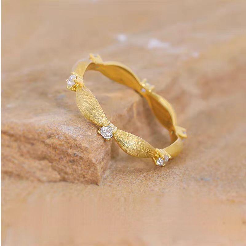 Gold Plated Stylish Adjustable Ring For Women With Retro Geometry And Dazzling Embellishments Diamond