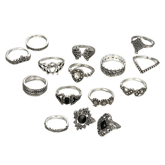 Comfortable Opening Ring Rhinestone Inlay Alloy Stackable
