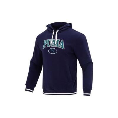 Puma Letter Print Casual Sports Hooded Breathable Pullover Sweatshirt Men Sweatshirt Navy-Blue 678419-06