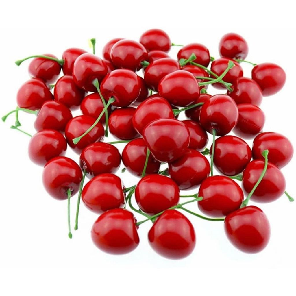 Set of 100 Realistic Plastic Cherries for Home Decor and Party Displays