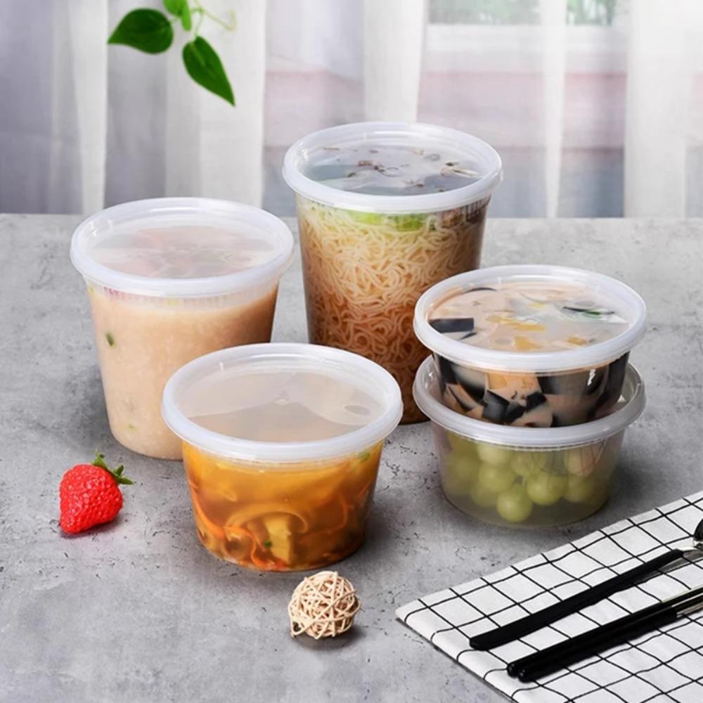 50Pcs BPA-Free Food Storage Container Round Dessert Cup Disposable Soup Cup  School