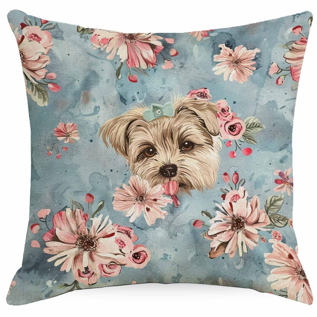 Flower Dog Pillow Case Home Sofa Cushion Pillow Case