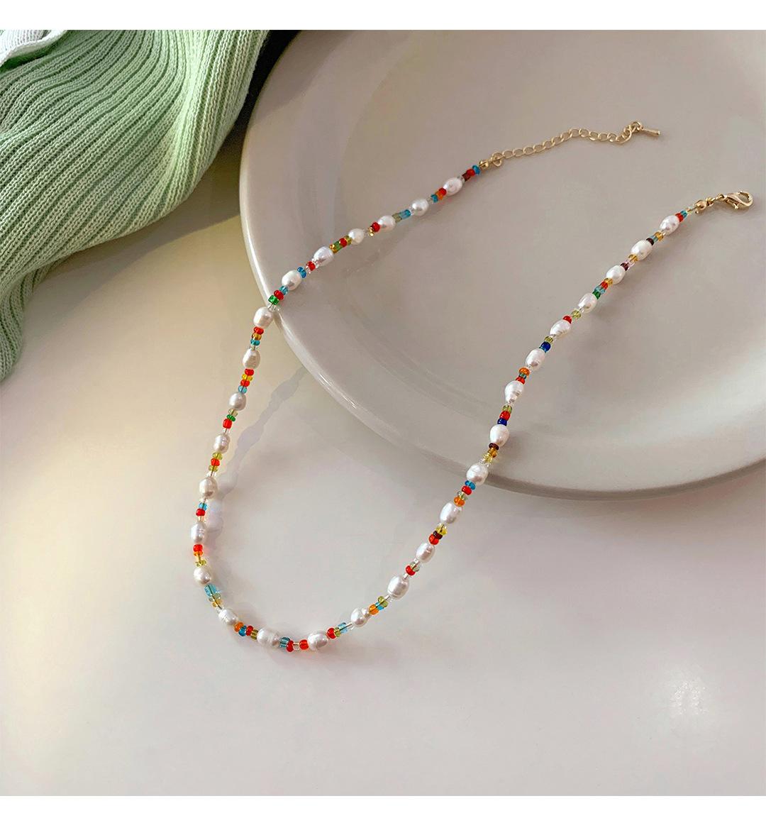 

Rice Grain Freshwater Pearl Necklace Femininity Color Beaded Design Sense Neck Chain Fashion Xiaomi Bead Clavicle Chain