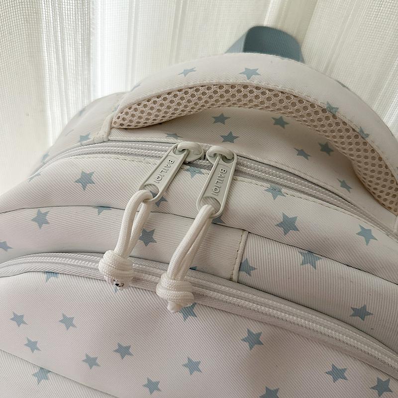 Stars Print Backpack Junior High School Students Class Book Bag Girls Large Capacity Schoolbag