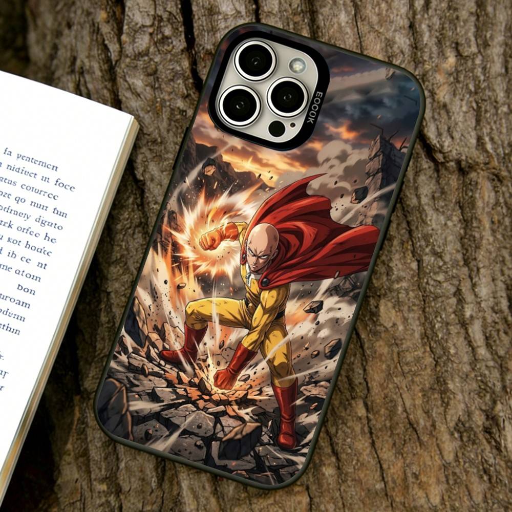 One-Punch Man Phone Case For iPhone 17,16,15,14,13,12,11 Plus,Pro Max,XS,Colorful Silver Black Cover