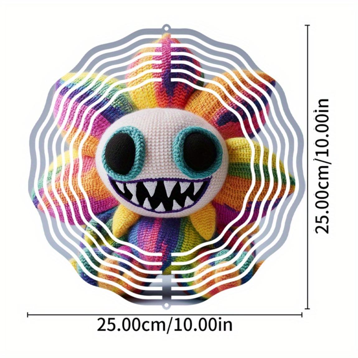 

Причудливый радужный монстр вязаный ветряной спиннер: Декор для дома/улицы, Садовое искусство, Динамическая скульптура и колокольчик ветра на День благодарения 01A