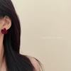Retro Burgundy Bowknot Stud Earrings - Niche, Sweet, and High-End for Autumn/Winter 2025