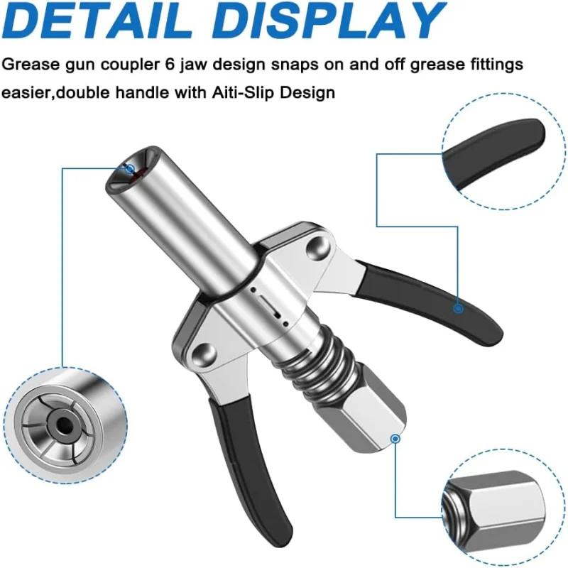 10000 PSI Grease Gun Coupler NPTI/8Quick Release Grease Oil Pump Tip Tool Car Syringe Lubricant Tip Repair Accessories