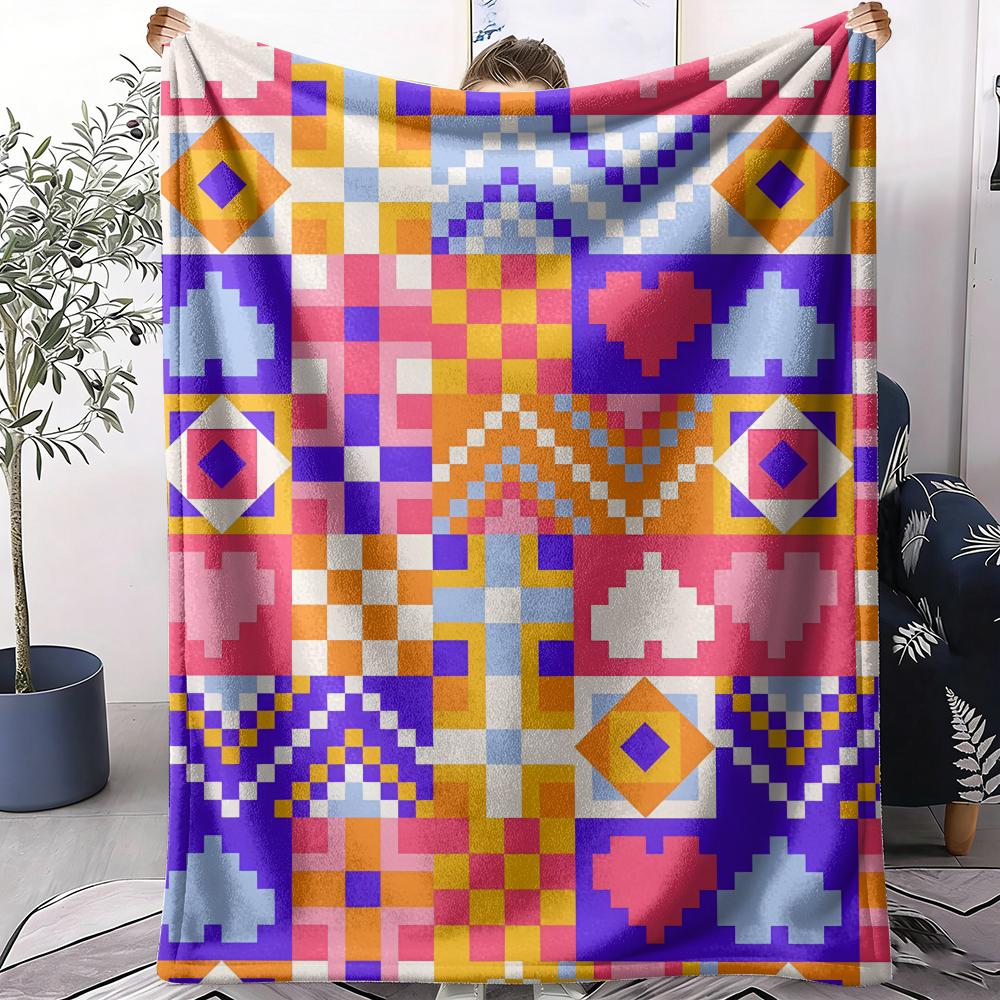 Pixel Art Throw Soft Flannel AC Blanket Lightweight Summer Nap Throw Cozy  Blanket for Sofa Bed Travel Home 75x90cm