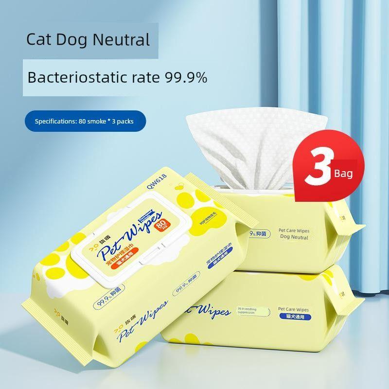 

Big Bag 80-Drawer Pet Disposable Gloves Wipes for Dogs Special Cleaning Dry Cleaning for Cats Miracle Baby Sponge Deodorant for Cats Pet Care Wipes [3 Pack 240 Smoke]]