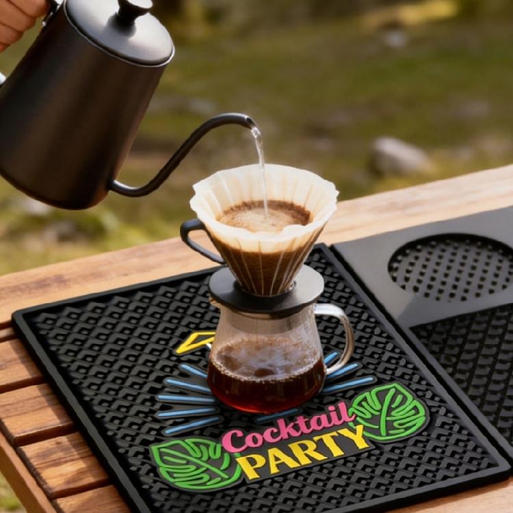 Flexible Rubber Bar Pad For Mixing beverages And Safeguarding Tables Available In Red Or Blue dyes