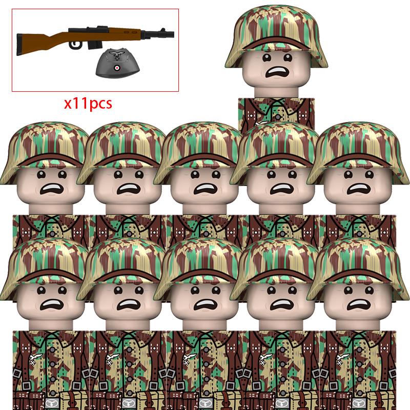 

Военный Солдат Вторая мировая война Фигурки Армии Строительные блоки Шлем Оружие Аксессуары Дети для Игрушки Подарки