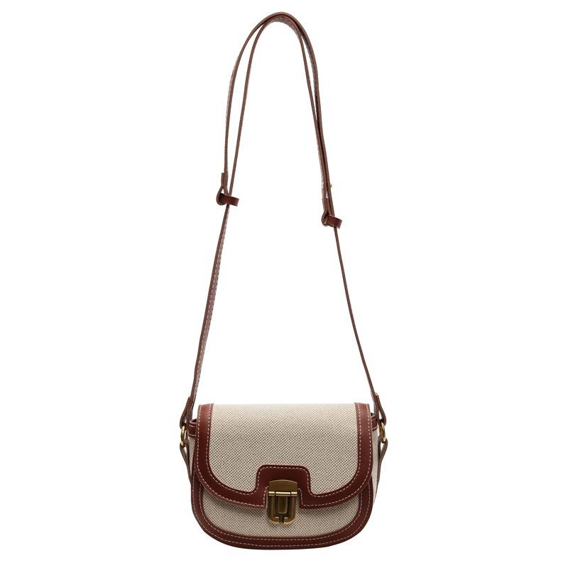 Summer new Korean niche contrasting color shoulder messenger bag fashionable retro saddle bag versatile underarm bag
