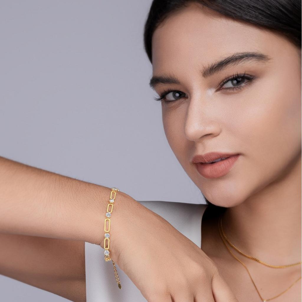 925 Silver Moissanite Bracelet Bracelet Women'S Premium Ins Wind Gold Chain Hand Jewelry