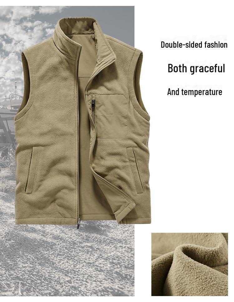 Herren Wende-Samtweste – Herbst/Winter Outdoor Winddicht, Warm, Aufgedrucktes Logo