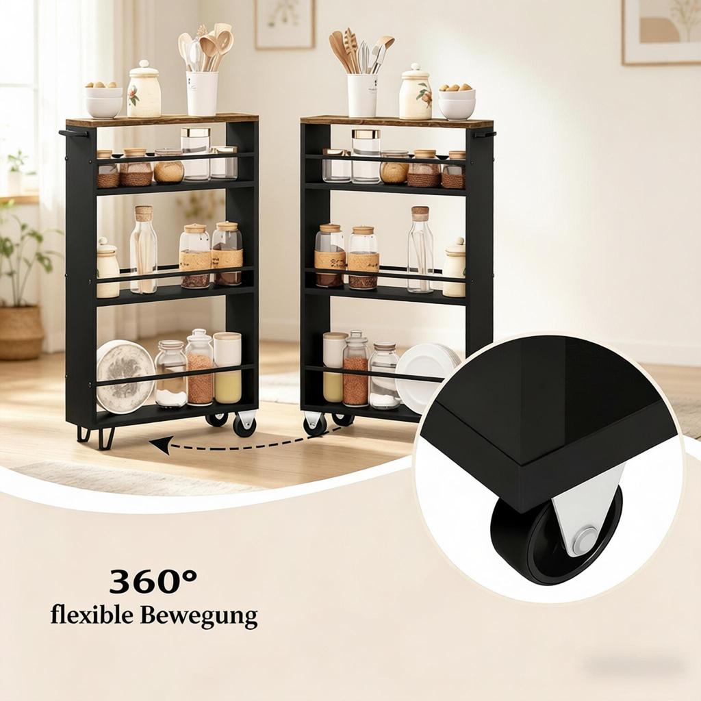 Large All-Purpose Cart,Narrow Shelf with Wheels,Portable Kitchen Cart(only with Kitchen Cart)