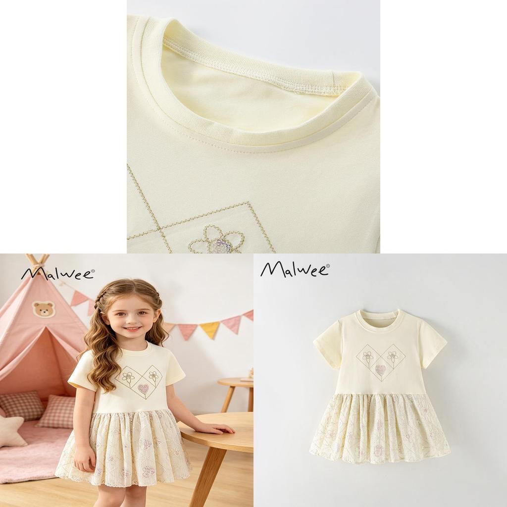 Girl Summer Cotton Princess Dress With Breathable Mesh For Toddler Girls