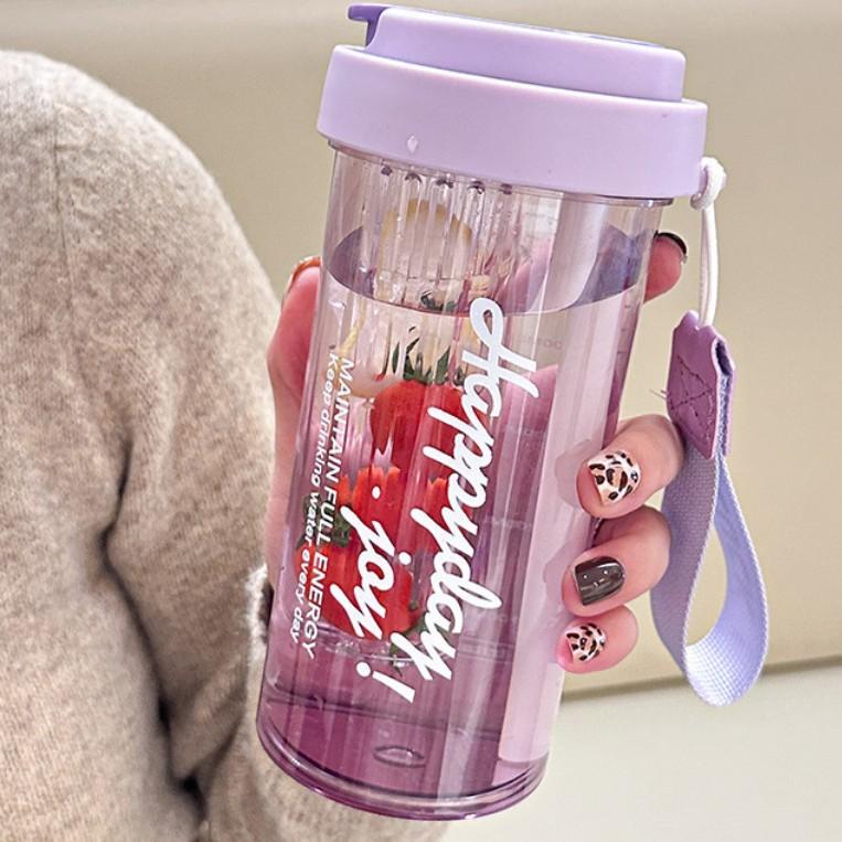 High-value portable sports straw cup, new student cup with tea compartment