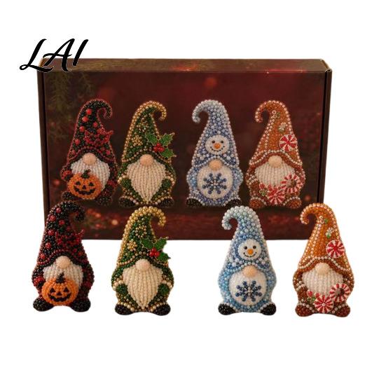 Kit de Gnome Perlé 3D Kit DIY Broderie de Perles Minuscules 4 Pièces Goblin Perlage Pour Décoration de Maison Loisirs Créatifs Art Créatif Mignon Cadeau Fait Main pour Débutants & Craft