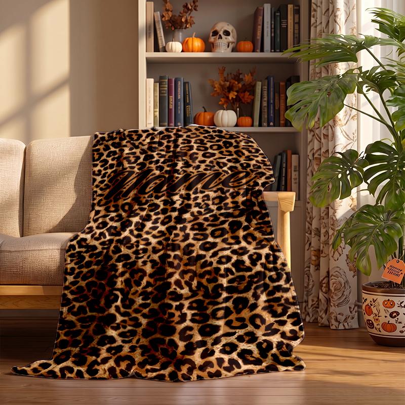 Trendy Leopard Print Custom Flannel Blankets Soft Warm Cozy Throws for Home Decor Holiday Gifts