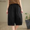 ZANZEA Women Casual Elastic Waist Loose Summer Capri Pants