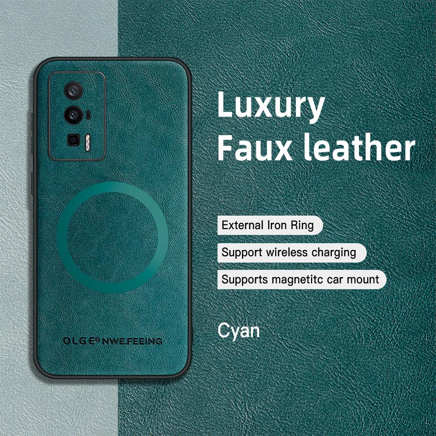 Classic Leather Wireless Charging For Magsafe Magnetic Case For Xiaomi Poco F5 Pro PocoF5 Pro 5G Soft Back Cover