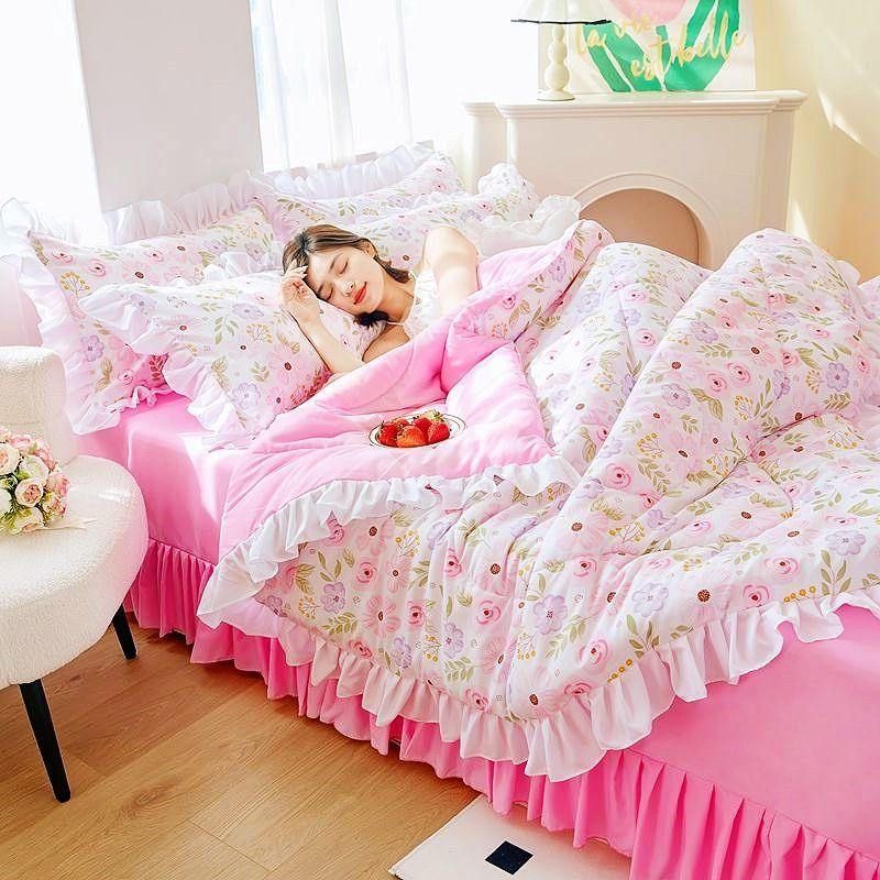 Cool Lace Washed Cotton Air Conditioning Sheets Double Sheets Thin Blankets