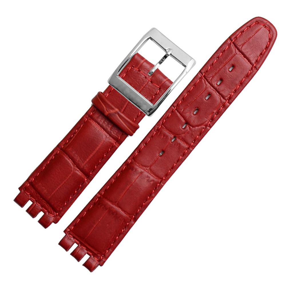 17mm 19mm Genuine Calf Leather Wrist Strap For Swatch Watch Band Men Women Alligator Pattern Bracelet Watchband Accessories