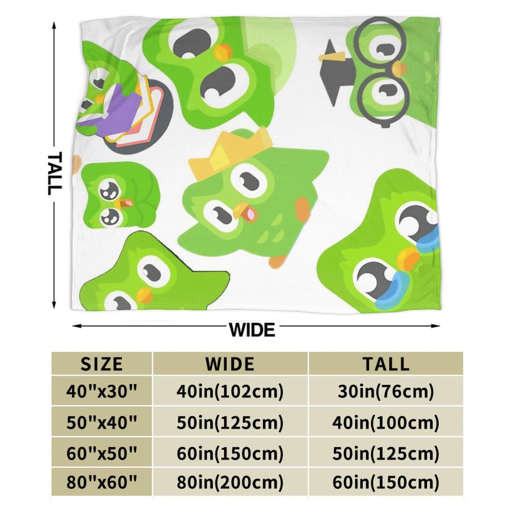 Duolingos Eule Duo Warme Weiche Decke Camping Plüsch Überwurfdecke Neuheit Sofa Stuhl Flanell Tagesdecke Schlafsofa Abdeckung