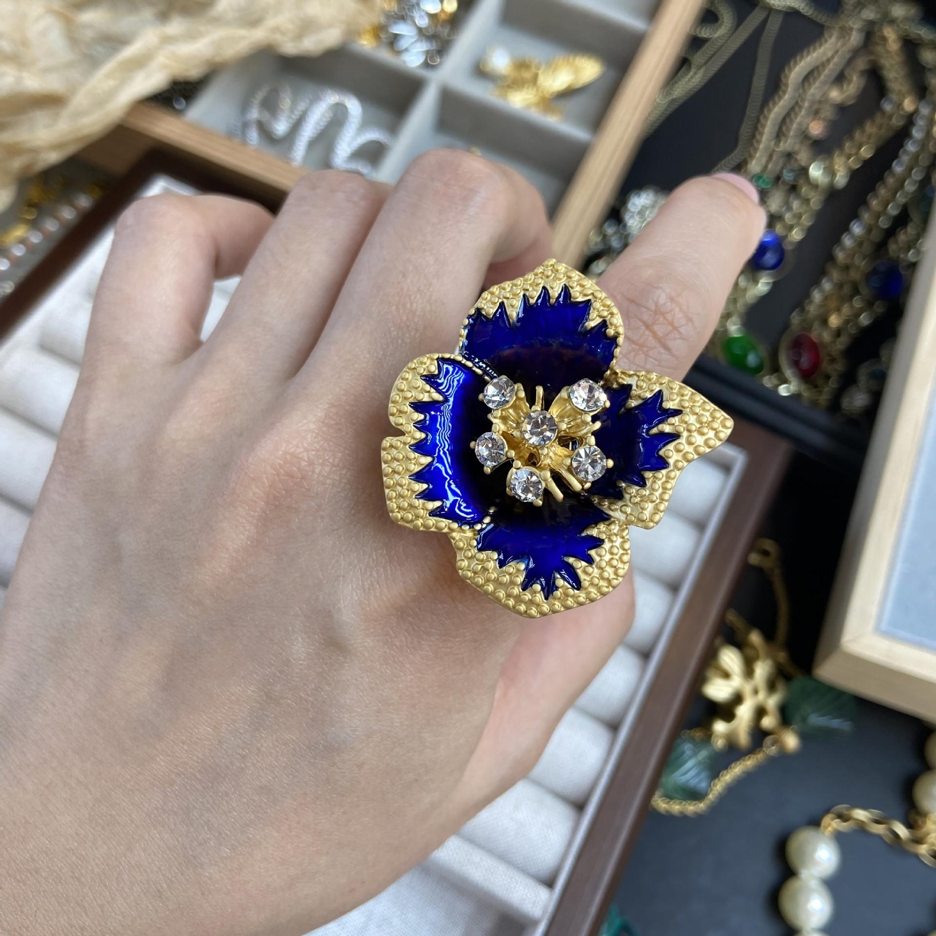 

Комплект украшений в виде цветка с четырьмя лепестками, французское старинное ожерелье MiLan Mier в стиле вестерн с голубой эмалью