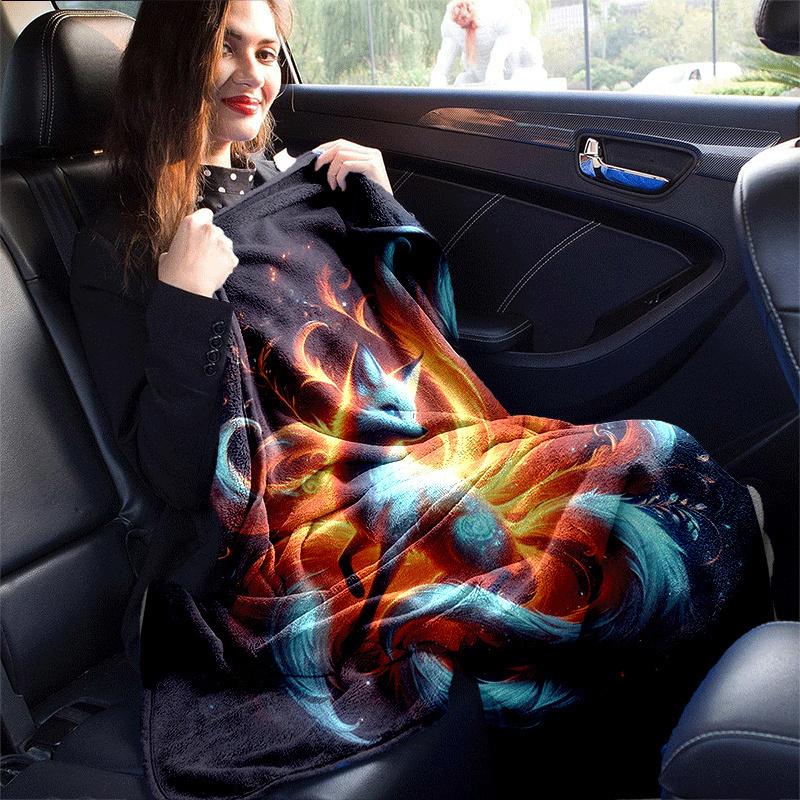 1pc Fox Printing Lightweight Flannel Blanket, Comfortable and Warm Blanket, for Camping Sofa Bed and Couch Office, Gift
