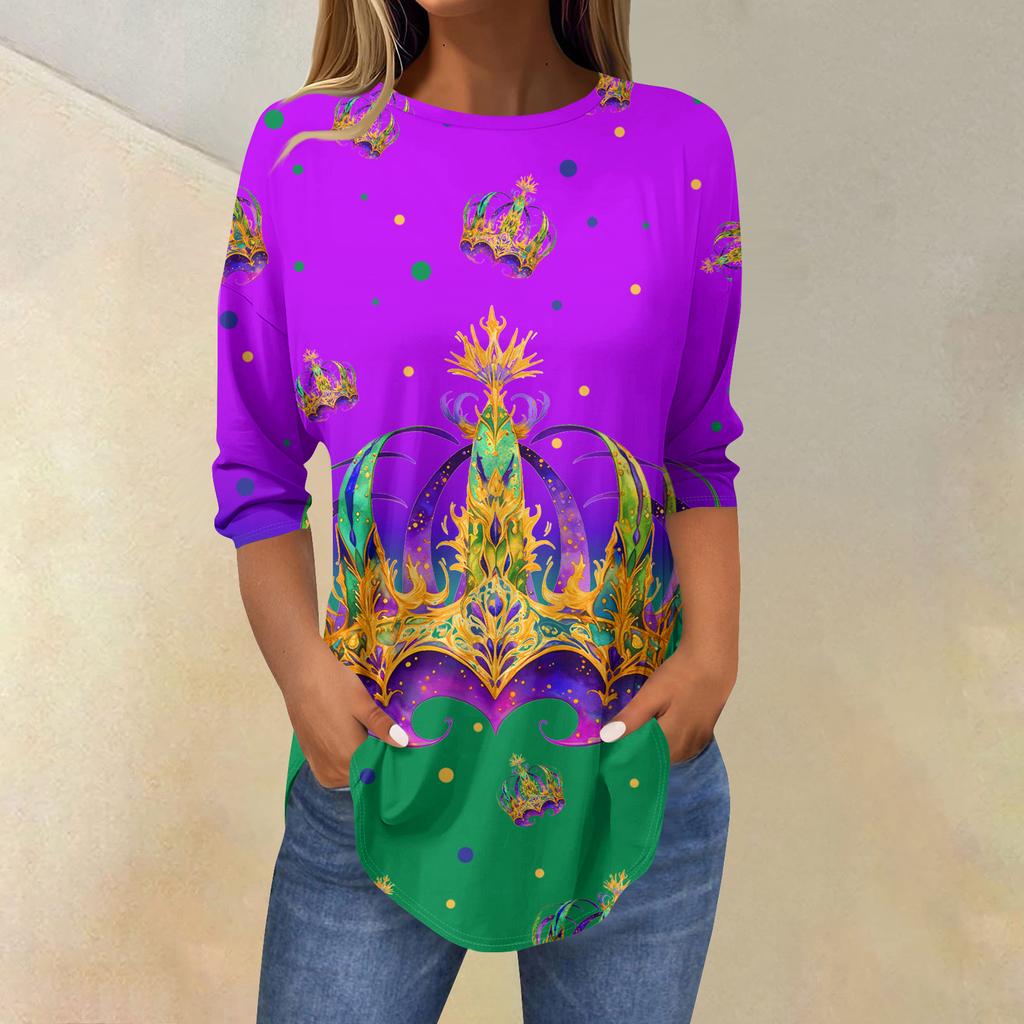 Womens T Shirts 3/4 Sleeve Shirts Solid Color Pullover Summer Spring Tops Blouses