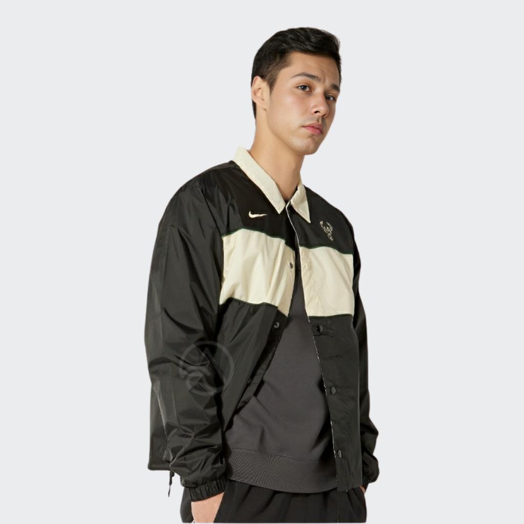 Nike NBA Logo Print Colorblock Collar Jacket Men Outerwear Black DR2339-010