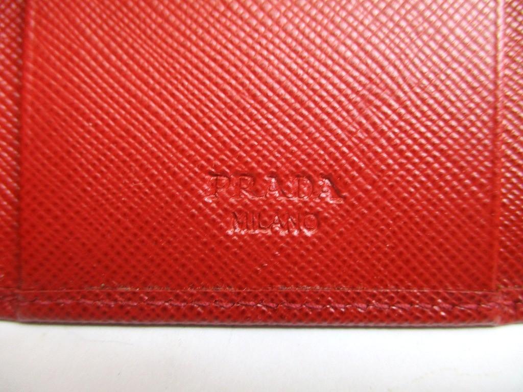 Authentic PRADA Red Saffiano Metal Leather 6 Pics Key Chain #a909  Refurbished