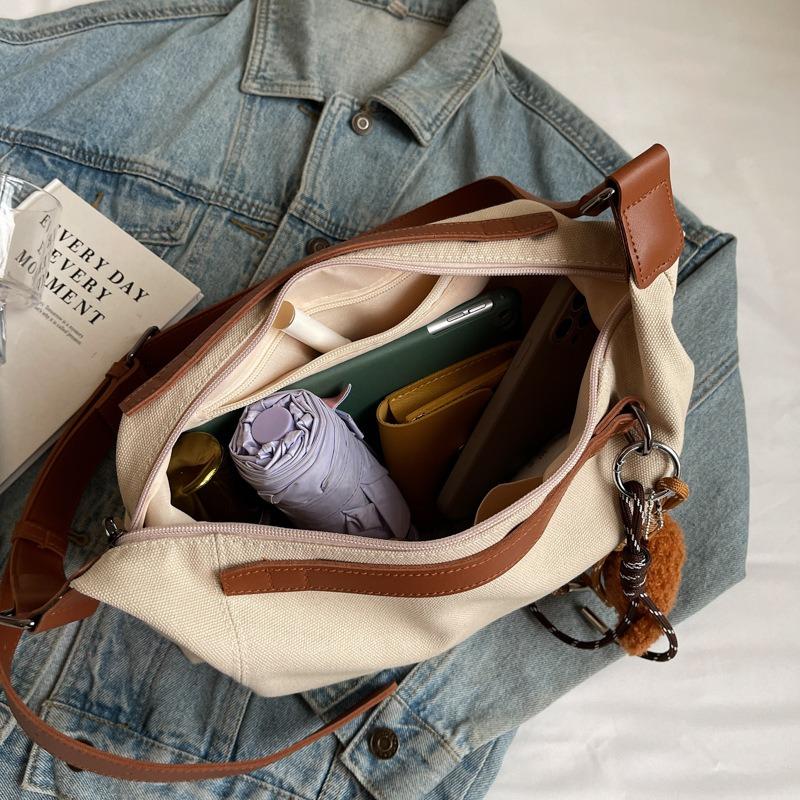 Casual Messenger Canvas Bag Women's Spring New Large-capacity Versatile Tote Bag Simple Commuter Shoulder Bag
