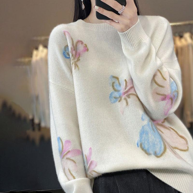 Sweater for Women Autumn Winter Thickened Pullover Warm Knitted Stretchy Long Sleeve Oversize Jumper Tops