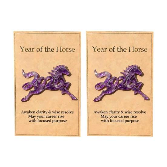 1/2Pcs 2026 Horse Pocket Hug with Card Bring Good Luck Wealth Year of The Horse Pocket Token Decoration Happy New Year Gifts