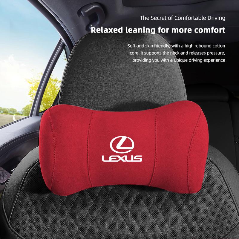 Lexus Car Seat Suede Memory Cotton Neck Pillow Headrest For Lexus LS LC RZ RX330 IS250 Ct200h ES300h RX350 IS300h NX300h RX400h