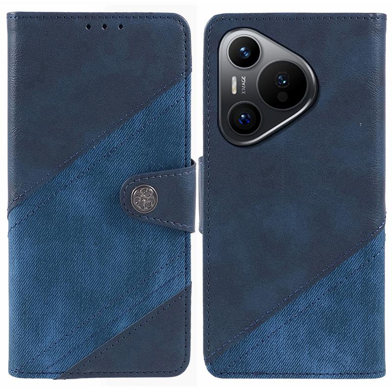 

For Huawei Pura 70 Case PU Leather Phone Cover Stand Shockproof TPU Inner Dark Blue