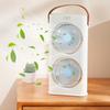 Stolní ventilátor s dvojitou hlavou a LED nočním světlem, Dobíjecí malý cirkulační ventilátor, Přenosný stolní ventilátor pro domácí kancelář, cestování