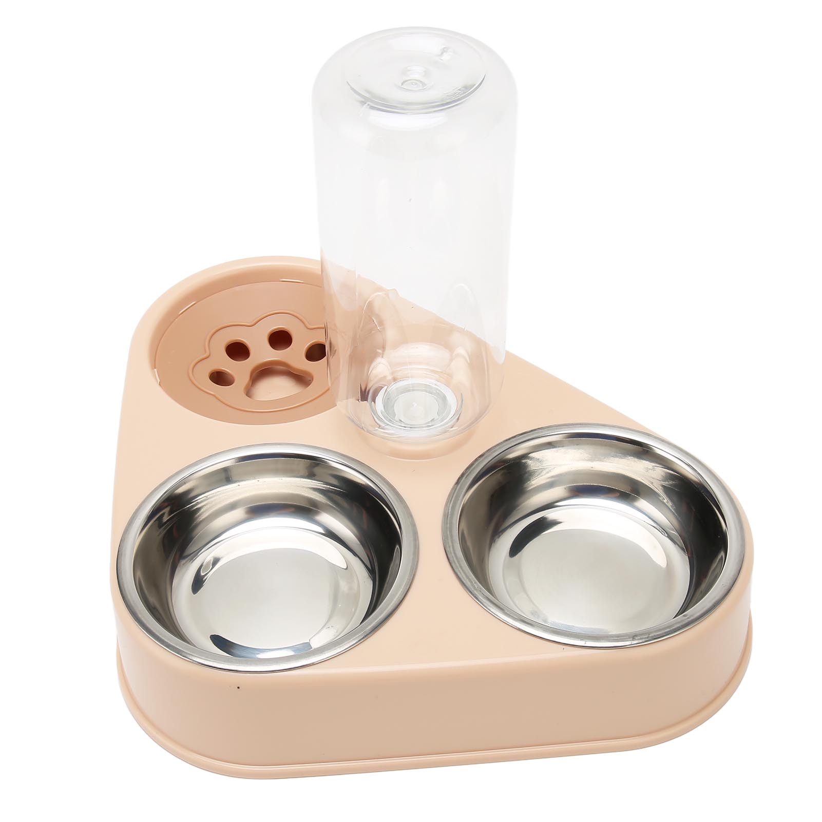 

Pet Waterer Bottle Food Bowl Set Prevent Spill Triple Cat Bowls with Automatic Water Bottle for Cat Dog Pink